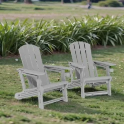 FURNIinspire Patio Accent Chairs Outdoor Folding 2PCS Chairs Adirondack Chair, Portable Chair With Handles For Backyard, Gray, 31.4"*29.6"*36.4" -Home Decor GUEST b2a5c594 9099 47b8 b27f d4d00ce2d3c0