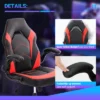 FURNIinspire Task And Office Chairs PU Leather Office Chair Swivel Computer Gaming Chair With Lumbar Support, Black And Red, 25"*28"*46"