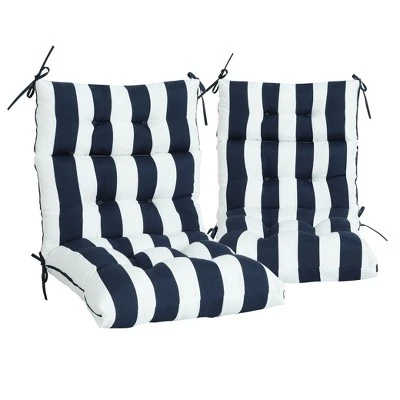 FURNIinspire Outdoor Seat Cushions Patio Chair Cushions Replacements, 2 Pcs Set High Back Seat Cushions, Blue Stripes, Multicolored, 45"*22"*4" 5 FURNIinspire Outdoor Seat Cushions Patio Chair Cushions Replacements, 2 Pcs Set High Back Seat Cushions, Blue Stripes, Multicolored, 45"*22"*4" - Image 5
