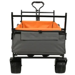FURNIinspire Outdoor Serving Carts 480Lbs Collapsible Wagon With Canopy Lightweight Foldable Wagon With Mosquito Net, Orange, 45.28"*22.83"*38.78" -Home Decor GUEST b462adc7 73ba 4acb bed4 d0bff85ad923