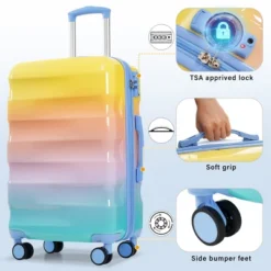 FURNIinspire Bag And Luggage 3 Piece Sets Carry On Luggage, Travel Luggage Set Hard Shell Suitcases With Wheels, Multicolored, 12.2"*19.7"*30.1" 7 FURNIinspire Bag And Luggage 3 Piece Sets Carry On Luggage, Travel Luggage Set Hard Shell Suitcases With Wheels, Multicolored, 12.2"*19.7"*30.1" -Home Decor GUEST b4a996e3 4cf2 4acd b396 289f78cddea2