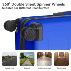 FURNIinspire Bag And Luggage Sets Hard Shell 3 Piece Suitcase Set, Travel Luggage Business Suitcases With Wheels, Blue, 19.88"*10.63"*29.92" -Home Decor GUEST b5659252 b7c4 4cc2 82c3 7d747c898511