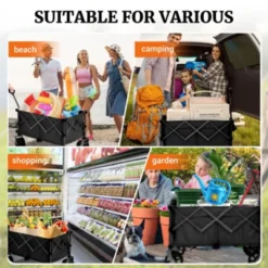 FURNIinspire Outdoor Serving Carts Fish 400L Collapsible Wagon Beach Wagon With Big Wheels For Camping, Sports, Black, 36.22"*22.05"*39.37" -Home Decor GUEST bb9e40f5 016c 4012 98ba 139ec2f06c89