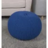 FURNIinspire Ottomans And Benches Knitted Cotton Round Pouf With Textured Simple Fashion Elegant Design For Modern Living, Blue, 20"*20"*14"