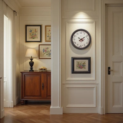 FURNIinspire Wall Clocks 20inch Round Aged Wall Clock Living Room Vintage Timepiece Hanging Clock Home Decor For Bedroom, Brown, 20"*20"*2.25" 4 FURNIinspire Wall Clocks 20inch Round Aged Wall Clock Living Room Vintage Timepiece Hanging Clock Home Decor For Bedroom, Brown, 20"*20"*2.25" - Image 4