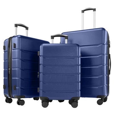 FURNIinspire Bag And Luggage Sets 20/24/28 Inch Luggage Set 3pcs Hard Shell Rolling Suitcase Set Expandable Travel Luggage With Spinner Wheels, Blue 1 FURNIinspire Bag And Luggage Sets 20/24/28 Inch Luggage Set 3pcs Hard Shell Rolling Suitcase Set Expandable Travel Luggage With Spinner Wheels, Blue