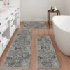 FURNIinspire Floor Mats 3 Piece Kitchen Rug Machine Washable Floor Mat For Living Room, Collection Pattern Carpet, Non Slip, Grey, 60"*20"