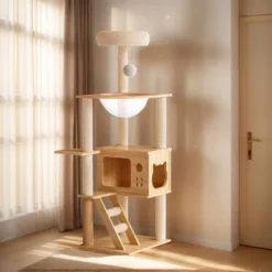 FURNIinspire Pet Tower Modern Cat Tower Cat Tree Indoor Kitty Playhouse, Cat Condo Hammock, Scratching Posts, Pet Furniture, Brown, 15.5"*18.7"*48.4" 9 FURNIinspire Pet Tower Modern Cat Tower Cat Tree Indoor Kitty Playhouse, Cat Condo Hammock, Scratching Posts, Pet Furniture, Brown, 15.5"*18.7"*48.4" -Home Decor GUEST bed3436a 3878 4fa8 9b76 88e793443382