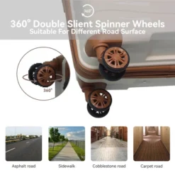 FURNIinspire Bag And Luggage Sets 3 Piece Rolling Suitcase Set, Hard Suitcases With Wheels, Lightweight Travel Luggage, Beige, 21.46"*12.01"*30.51" -Home Decor GUEST bf8076ef 10ef 45c9 b1cf cbb894901912