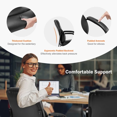 FURNIinspire Task And Office Chairs Waiting Room Chairs, Office Desk Guest Chair With Padded Arms, Reception Armchair, Black, 24.5"*20.5"*35" 4 FURNIinspire Task And Office Chairs Waiting Room Chairs, Office Desk Guest Chair With Padded Arms, Reception Armchair, Black, 24.5"*20.5"*35" - Image 4