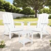 FURNIinspire Patio Seating Sets Folding Adirondack Chairs With Side Table, 3-Piece Rocking Chairs Set With Wood Texture, White, 30“*28”*35“