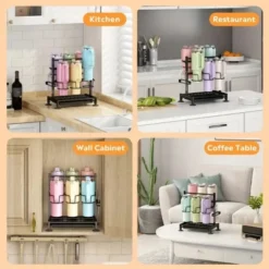 FURNIinspire Water Bottle Organizer With Handle Kitchen Storage For Stanley Cup Accessories Mug Organizer, Black, 16.19"*10.34"*2.93" -Home Decor GUEST c06de9c9 26b7 4109 8e9e 836a9795d00a