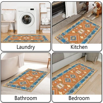 FURNIinspire Floor Mats Home 3 Piece Kitchen Rug Machine Washable Floor Mat For Living Room, Vintage Carpet, Non Slip, Red, 60"*20" 4 FURNIinspire Floor Mats Home 3 Piece Kitchen Rug Machine Washable Floor Mat For Living Room, Vintage Carpet, Non Slip, Red, 60"*20" - Image 4