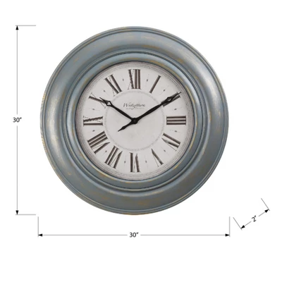 FURNIinspire Wall Clocks 30inch Modern Round Wall Clock Decorative Living Room Vintage Wall Decor For Bedroom, Metal Frame, Blue, 30"*30"*2" 2 FURNIinspire Wall Clocks 30inch Modern Round Wall Clock Decorative Living Room Vintage Wall Decor For Bedroom, Metal Frame, Blue, 30"*30"*2" - Image 2