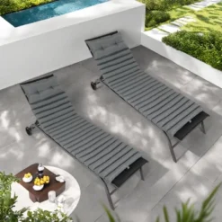 FURNIinspire Outdoor Seat Cushions 2pcs Waterproof Chaise Lounge Cushion Replacement, Breathable Outdoor Cushion Set, Gray, 76"*23.61"*2.36" -Home Decor GUEST c2c2c3a3 336f 4eb8 a47b e8c3c2c84415