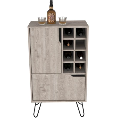 FURNIinspireWine Racks Bar Cabinet Kitchen Cupboard With 8 Built-In Wine Rack, Single Door, Storage Furniture, Gray, 13.3"*23.9"*13.3" 4 FURNIinspireWine Racks Bar Cabinet Kitchen Cupboard With 8 Built-In Wine Rack, Single Door, Storage Furniture, Gray, 13.3"*23.9"*13.3" - Image 4