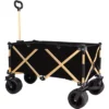 FURNIinspire Outdoor Serving Carts Aluminum Alloy Folding Wagon Utility Beach Wagon Cart For Sand With Big Wheels, Black, 38"*21.5"*34.5"