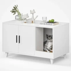 FURNIinspire Pet Crates And Houses, Multi-Functional Cat Cabinet, Comfortable Cat Space With Entrances, For Home, White, 33.5"*18.5"*19.9" 9 FURNIinspire Pet Crates And Houses, Multi-Functional Cat Cabinet, Comfortable Cat Space With Entrances, For Home, White, 33.5"*18.5"*19.9" -Home Decor GUEST c48c7f44 d130 44a5 8b91 ba65a6dbf997