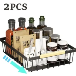 FURNIinspire Pull Out Cabinet Organizer Slide Out Drawer No Drill Pull Out Sliding Pull-Out Pantry Shelves Kitchen Bathroom, Black, -Home Decor GUEST c4bb4f19 d31d 4952 8da4 1e4809aa7f4d