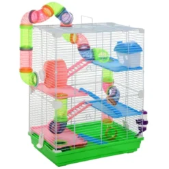 FURNIinspire 5 Tier Hamster Cage,Portable Carry Handle,Rat Gerbil Cage With Food Dish, Exercise Wheel,18"*11,75"*22.75" -Home Decor GUEST c4ed40db 7cbe 4bf5 836a 2738990357cd