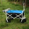 FURNIinspire Wheelbarrows And Lawn Carts Folding Wagon Garden Cart, Multi Function Garden Cart For Carrying, Black And Blue, 47“*20"*43"