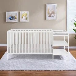 FURNIinspire Cribs Convertible Crib Baby Crib Baby Bed, Toddler Crib Changer Combo, 3 In 1 Crib Nursery Cribs For Bedroom, White, 71.5"*29.75"*35" -Home Decor GUEST c8ec711d 0ec6 400d 931b 464b3a6c8ee1