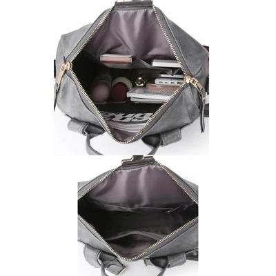 FURNIinspire Backpacks PU Leather Ladies Fashion Backpack Purse With Adjustable Straps And Multiple Pockets, Grey, 13"*6"*14" 2 FURNIinspire Backpacks PU Leather Ladies Fashion Backpack Purse With Adjustable Straps And Multiple Pockets, Grey, 13"*6"*14" - Image 2