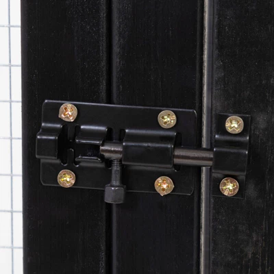 FURNIinspire Pet Crates And Houses Gothic Outdoor Large Cat Catio, Wood Cat Enclosure With Platforms Condos, Black, 62.6"*32.3"*70.1" 2 FURNIinspire Pet Crates And Houses Gothic Outdoor Large Cat Catio, Wood Cat Enclosure With Platforms Condos, Black, 62.6"*32.3"*70.1" - Image 2