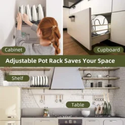 FURNIinspire Kitchen Rack Pot Rack Expandable Pan Organizer Lid Holder Adjustable Kitchen Cabinet Cookware Frying Rack, Black, 12.29"*8.19"*2.73" 9 FURNIinspire Kitchen Rack Pot Rack Expandable Pan Organizer Lid Holder Adjustable Kitchen Cabinet Cookware Frying Rack, Black, 12.29"*8.19"*2.73" -Home Decor GUEST ca60a43f 45b0 4fba 9679 c14f71c29027