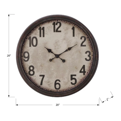 FURNIinspire Wall Clocks Round Decorative Wall Clock Living Room Hanging Clock Modern Timepiece Home Wall Decor, Brown, 20"*20"*2" 2 FURNIinspire Wall Clocks Round Decorative Wall Clock Living Room Hanging Clock Modern Timepiece Home Wall Decor, Brown, 20"*20"*2" - Image 2