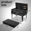 FURNIinspire Outdoor Grills, Griddles And Smokers Professional Square Charcoal Grill, Heavy Duty Portable BBQ System Patio, Black, 17.9"*12.79"*3.15"