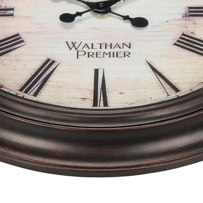 FURNIinspire Wall Clocks 20inch Round Living Room Decorative Roman Numeral Hanging Clock, Timepiece Vintage Wall Decor, Brown, 20"*20"*2" 3 FURNIinspire Wall Clocks 20inch Round Living Room Decorative Roman Numeral Hanging Clock, Timepiece Vintage Wall Decor, Brown, 20"*20"*2" - Image 3