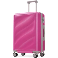 FURNIinspire Bag And Luggage Sets Travel Luggage Set Suitcase Set, 3 Piece Hard Shell Suitcases, Lightweight Suitcase, Pink, 11.4"*20.1"*29.1"