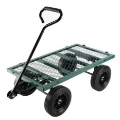 FURNIinspire Wheelbarrows And Lawn Carts Solid Wheels Tools Cart Wagon Cart, Metal Lawn Cart For Picnic, Shopping, Green, 37“*19"*45" -Home Decor GUEST ce3bd8cc 521f 4aba a809 c3779f338a37