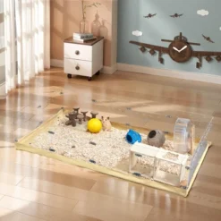 FURNIinspire Pet Crates And Houses Guinea Pig Cage, Hamster Enclosure With Waterproof Kraft Paper Bottom, Easy To Clean, Clear, 47.4"*9.84"*23.77" -Home Decor GUEST ced8e431 791e 45b9 bed0 185fe76ce692