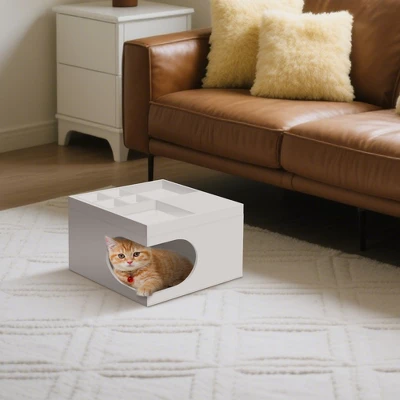 FURNIinspire Pet Beds Cat Beds Pet Furniture, Multifunctional Cat Station, Kitty Bed Cat Bed For Living Room, Bedroom, White, 15.75"*15.75"*13.78" 4 FURNIinspire Pet Beds Cat Beds Pet Furniture, Multifunctional Cat Station, Kitty Bed Cat Bed For Living Room, Bedroom, White, 15.75"*15.75"*13.78" - Image 4
