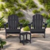 FURNIinspire Patio Seating Sets Folding Adirondack Chairs With Side Table, 3-Piece Rocking Chairs Set With Wood Texture, Black, 30“*28”*35“