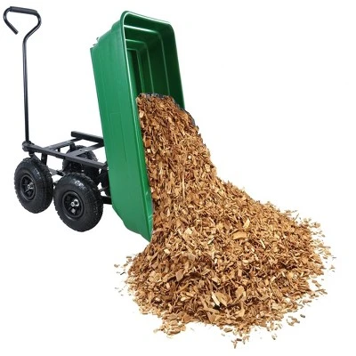 FURNIinspire Wheelbarrows And Lawn Carts Dump Carts With Steel Frame, Yard Utility Dump Wagon Lawn Cart For Soil, Firewood, Green, 43“*20"*39" 5 FURNIinspire Wheelbarrows And Lawn Carts Dump Carts With Steel Frame, Yard Utility Dump Wagon Lawn Cart For Soil, Firewood, Green, 43“*20"*39" - Image 5