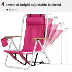 FURNIinspire Outdoor Portable Chair Set Of 2 With Headrest Cup Holder And Backpack Straps For Outdoor Relaxation, Pink, 23"*21.7"*31.5" -Home Decor GUEST d21f90f0 0a71 43e3 962d 5dcddc6481b6