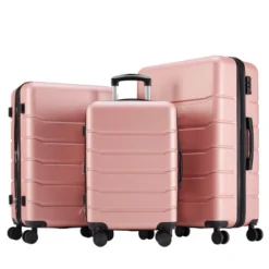 FURNIinspire Bag And Luggage Sets 20/24/28 Inch 3PCS Hard Shell Roller Suitcase Set Expandable Travel Luggage With Spinner Wheels, Pink -Home Decor GUEST d220432f d0f5 4dfb 8255 11f74e0719f3