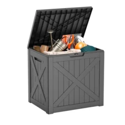 FURNIinspire Deck Boxes 32 Gallon Deck Box, Outdoor Storage Boxes, Storage Deck Box For Garden Tools, All Weather Use, Black, 17“*22”*21“ -Home Decor GUEST d3c31556 96ef 42a9 8993 e64f627b7053