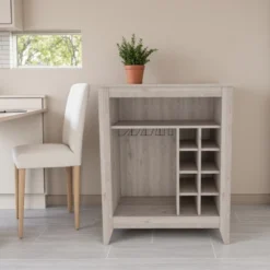 FURNIinspire Wine Racks Bar Cabinet, Wine Cabinet, Sideboard Kitchen Cupboards With Open Shelf, Wine Rack, Gray, 17.7"*32.5"*37.07" -Home Decor GUEST d3cc1a91 fb73 4aa9 9df4 7ca4d3fe0cfe