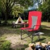 FURNIinspire Outdoor Portable Chairs Camping Chair Directors Chair, Oversized Portable Folding Chair With Side Table, Red, 27.56"*24.41"*43.31"