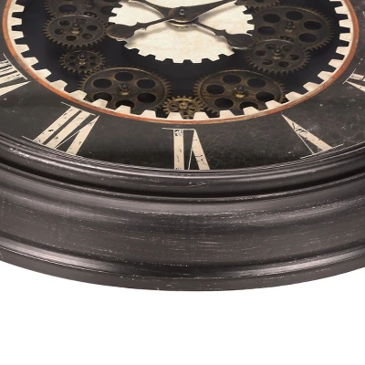 FURNIinspire Wall Clocks 24inch Living Room Wall Clock Decorative Hanging Clock Timepiece Vintage Wall Decor For Bedroom, Brown, 22.75"*22.75"*3" 4 FURNIinspire Wall Clocks 24inch Living Room Wall Clock Decorative Hanging Clock Timepiece Vintage Wall Decor For Bedroom, Brown, 22.75"*22.75"*3" - Image 4