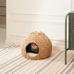 FURNIinspire Woven Wicker Round Cat Bed Cave With Handles,For Any Size Cat Breeds,Use With Cat Tower,18"*18"*18" -Home Decor GUEST d5334044 18f0 4b84 b85a f4ed71a0b8d5