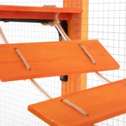 FURNIinspire Pet Crates And Houses, Cat Enclosure, 6 Jumping Platforms, 2 Cat Condos, Cat Bridge And Scratching Board, Orange, 104.3"*35.4"*72.1" -Home Decor GUEST d5b5eafc dc54 4912 ac89 c7c0ef445287