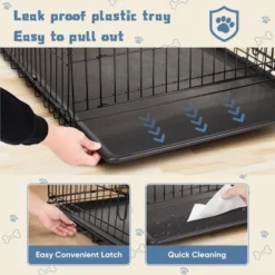 FURNIinspire Pet Crates And Houses 24 Inch Single Door Dog Cage, Metal Pet Kennel With Secure Lock, Removable Tray, Black , 16.5"* 24.4"*19.5" -Home Decor GUEST d5fbc45b b1f1 415d 8370 ca1b1f258bd2