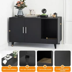 FURNIinspire Pet Crates And Houses, Multi-Functional Cat Cabinet, Comfortable Cat Space With Entrances, For Home, Black, 33.5"*18.5"*19.9" -Home Decor GUEST d7472241 f42a 4dc7 82ce fb087c931790