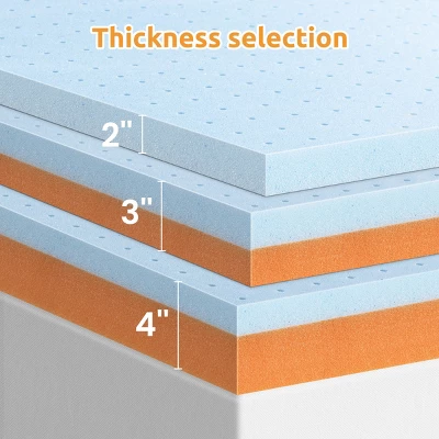 FURNIinspire Mattresses 4 Inch Cool Gel Memory Copper Foam Full Size Mattress Topper Soft Mattress, Bedroom Furniture, Blue, 74"*54"*4" 2 FURNIinspire Mattresses 4 Inch Cool Gel Memory Copper Foam Full Size Mattress Topper Soft Mattress, Bedroom Furniture, Blue, 74"*54"*4" - Image 2