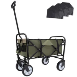 FURNIinspire Outdoor Serving Carts Foldable Wagon Cart Beach Wagon Utility Wagon Grocery Cart 3pcs Plastic Liner Cover, Green, 25.98"*17.32"*37.4" -Home Decor GUEST d7f28655 866f 4bf3 a0ee f763a44a26d4